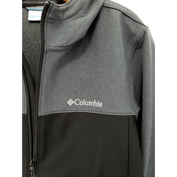 Columbia Softshell Hooded Zip Closure Barr Lake Jacket Black Gray Stretch M New - Picture 3 of 6